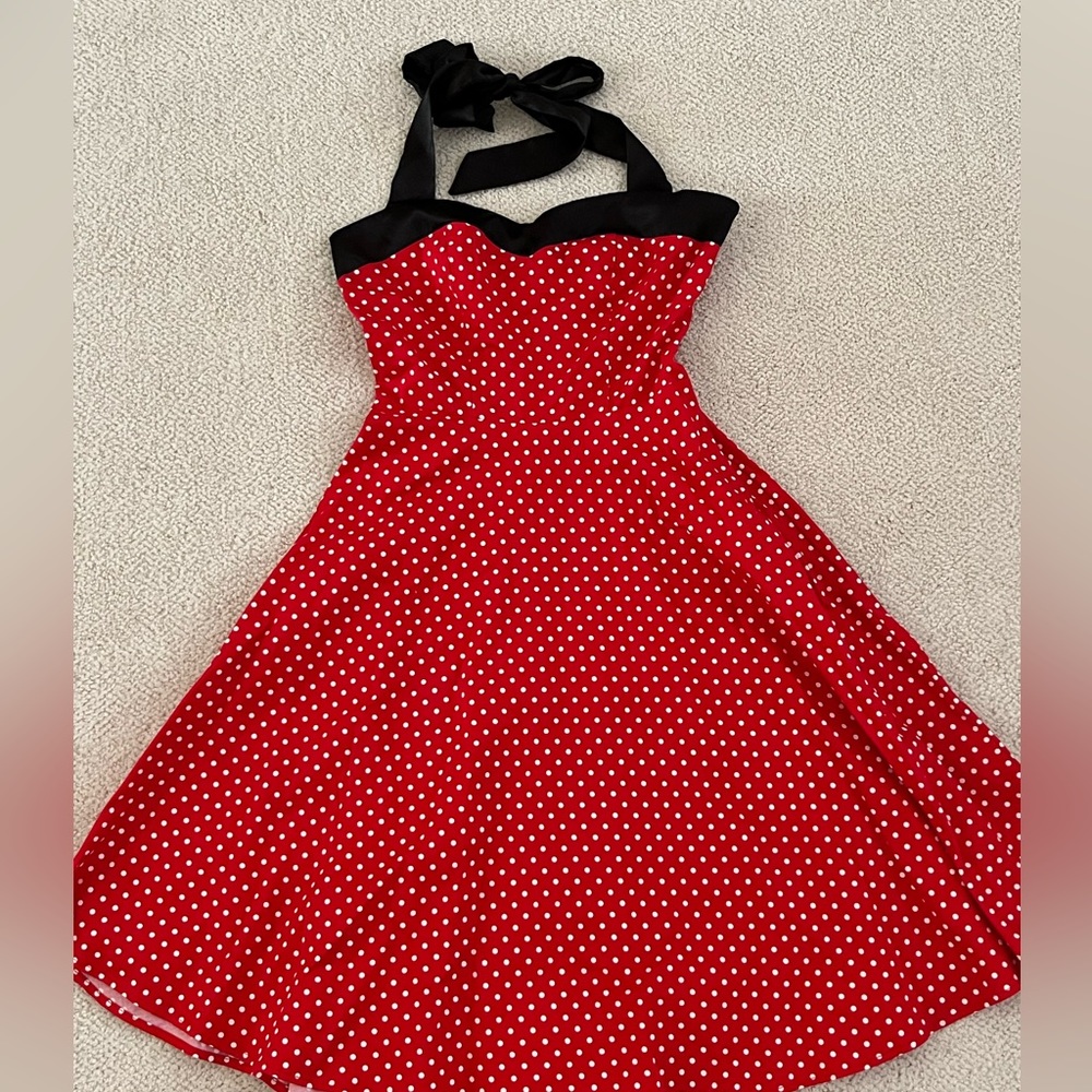 Vintage red and white polka dot halter dress❤️🤍